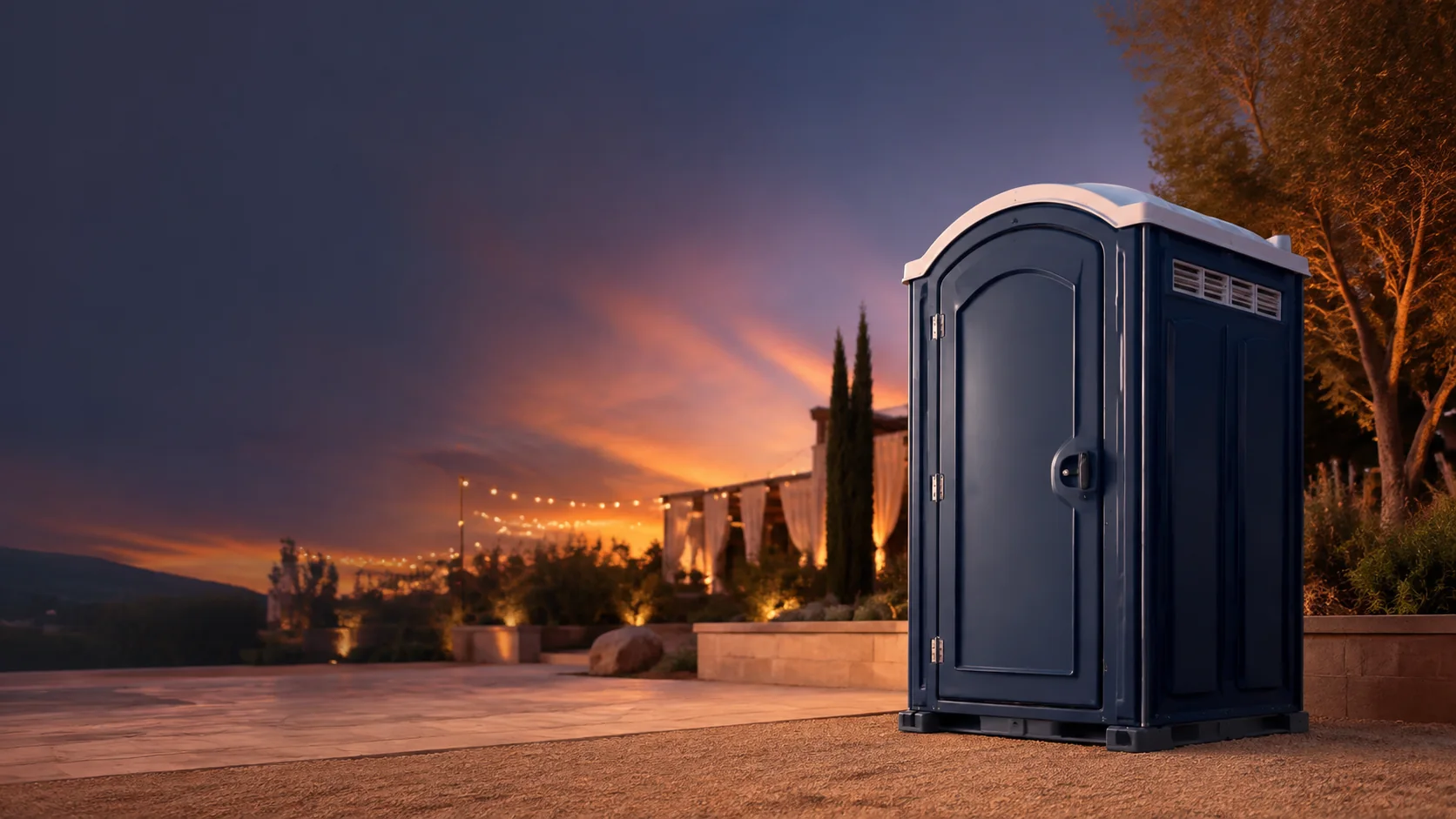 Portable restroom shown for rental planning in Berwyn, IL